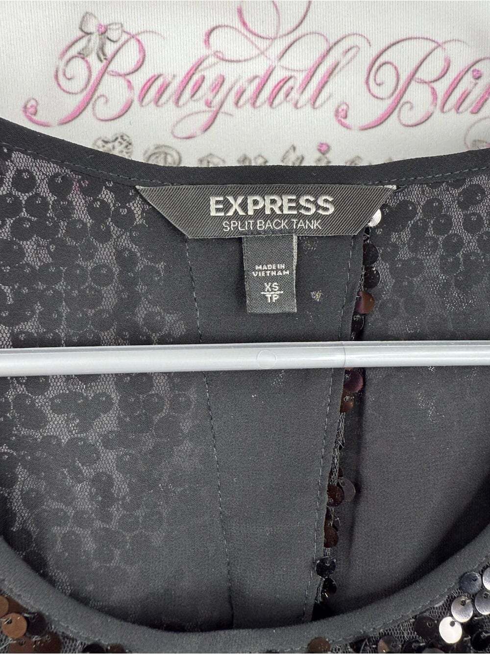 Express tank top sequins Y2K sparkly Black Sequin Tank Top - Picture 4 of 11